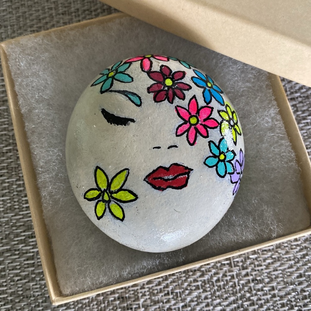 Floral Face Stone Rock Art